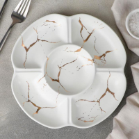 Менажница фарфоровая 5 ячеек &laquo;Марбл&raquo;, 22,8&times;2,2 см, цвет белый