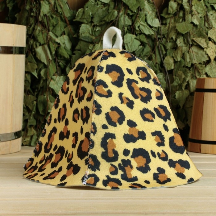 Шапка для бани Леопардовый принт Шапка для бани Леопардовый принт