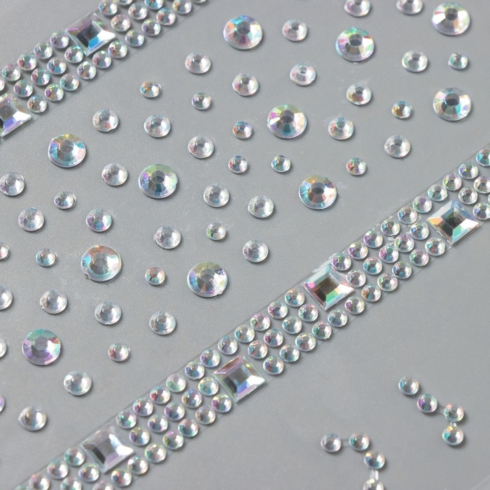 Наклейка пластик стразы "Квадратная дорога" серебро 22,5х11,5 см