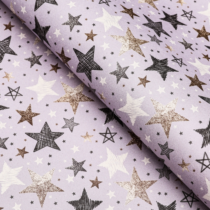 Бумага упаковочная, крафт Бумага упаковочная, крафт "Звезды", 70 х 100 см, 1 лист