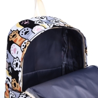 Рюкзак школьный из текстиля на молнии, 3 кармана, пенал, цвет разноцветный/серый Рюкзак школьный из текстиля на молнии, 3 кармана, пенал, цвет разноцветный/серый