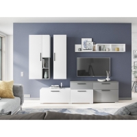 Тумба под ТВ Альберо, 2100х417х570, Белый/Графит серый