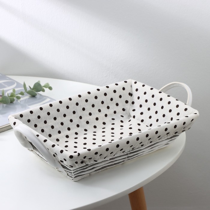 Корзина для хранения плетёная ручной работы Доляна &laquo;Горох&raquo;, 30&times;20&times;7 см, цвет шоколад-белый