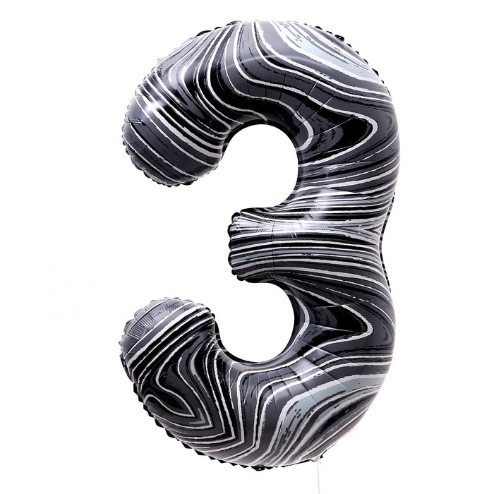 Шар фольгированный 40 Шар фольгированный 40" «Цифра 3», чёрный мрамор
