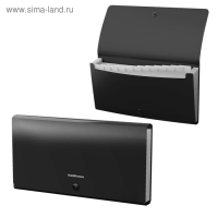 Папка-картотека, 260 х 138 мм (Travel), 12 отделений, 600 мкм, ErichKrause "Matt Classic", на кнопке, тиснение "песок", черная Папка-картотека, 260 х 138 мм (Travel), 12 отделений, 600 мкм, ErichKrause "Matt Classic", на кнопке, тиснение "песок", черная