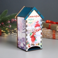 Новогодний чайный домик "Счастливого НГ" 20х10,5х10 см МИКС Новогодний чайный домик "Счастливого НГ" 20х10,5х10 см МИКС