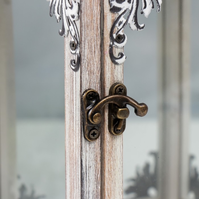 Подсвечник дерево Подсвечник дерево "Фонарь узоры в уголках" состаренный н-р 2 шт 34,5х15,5х15,5 53х25х25 см