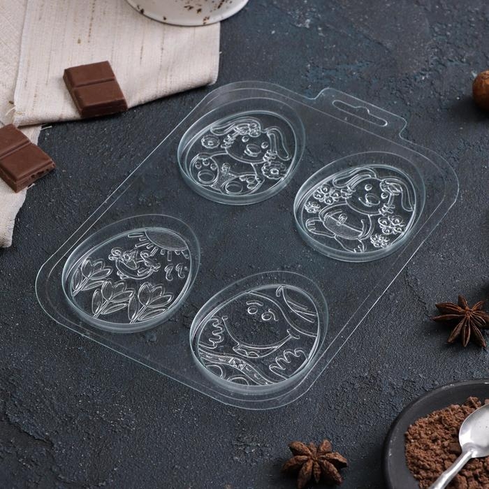 Форма для шоколада и конфет пластиковая &laquo;Шоко-яйца.Детская радость&raquo;, 21&times;14 см, цвет прозрачный