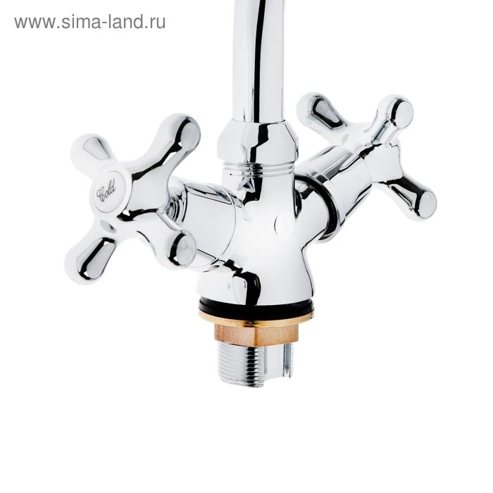 Смеситель для раковины Смеситель для раковины "Центр Сантехники" 11457, двухвентильный, на гайке, высокий излив, хром