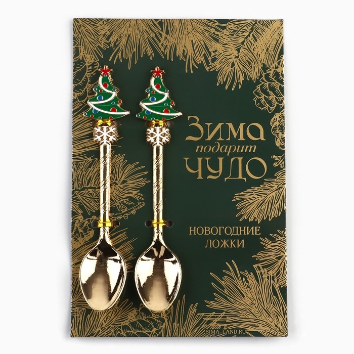 Ложки новогодние чайные с формовой ручкой &laquo;Новый год: Верь в чудеса&raquo;, 11 х 3 см