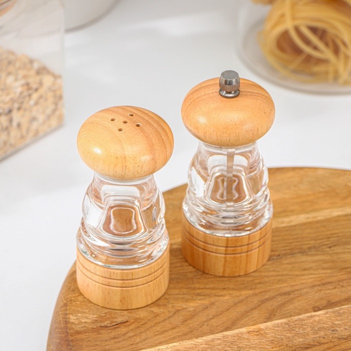 Набор мельниц для соли и перца Доляна, 2 предмета: 9,5&times;5 см, 10&times;5 см