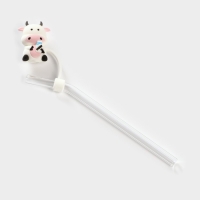 Кружка керамическая с крышкой и трубочкой Milk, 350 мл, цвет белый и чёрный