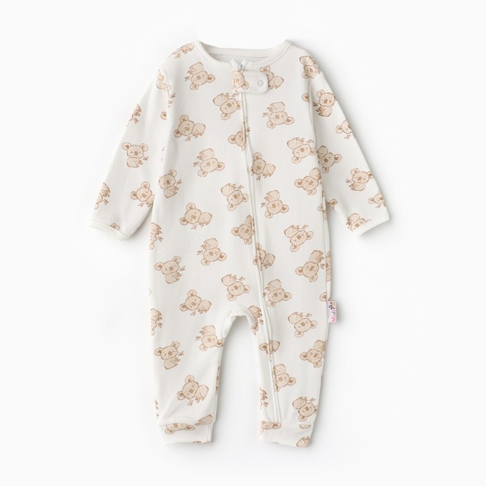 Комбинезон детский (3 шт.), цвет бежевый/зелёный/белый, рост 86 см