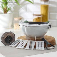 Многофункциональная овощерезка «Маджестик», со сливной корзиной, 22,3×13,5×22,5 см, цвет бело-серый Многофункциональная овощерезка «Маджестик», со сливной корзиной, 22,3×13,5×22,5 см, цвет бело-серый