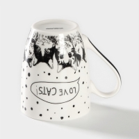 Кружка керамическая Доляна &laquo;Коты - это любовь&raquo;, 350 мл, цвет белый