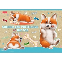 Альбом для рисования А4, 40 листов, на скрепке, "Рыжий Коржик", обложка мелованный картон, матовая ламинация, блок 100 г/м&sup2;, МИКС