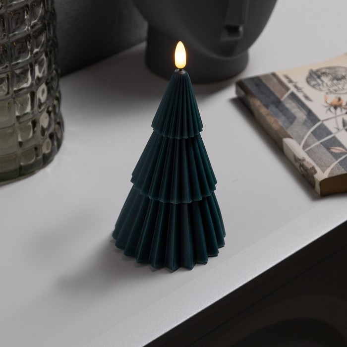Светодиодная свеча «Ёлка зелёная» 10 × 18.5 × 10 см, воск, батарейка CR2032 (в комплекте), свечение тёплое белое Светодиодная свеча «Ёлка зелёная» 10 × 18.5 × 10 см, воск, батарейка CR2032 (в комплекте), свечение тёплое белое