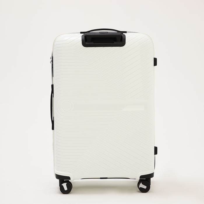 Чемодан большой 100 л (L), отдел на молнии, кодовый замок, 4 колеса, цвет белый
