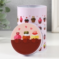 Шкатулка металл цилиндр "Кексики" 7,5х7,5х11 см Шкатулка металл цилиндр "Кексики" 7,5х7,5х11 см