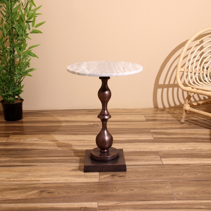 Стол кофейный 41х41х56 см, алюминий/мрамор Стол кофейный 41х41х56 см, алюминий/мрамор