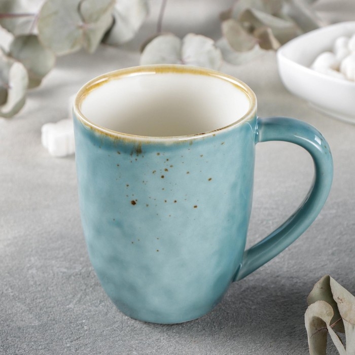 Кружка фарфоровая Magistro «Церера», 400 мл, цвет голубой Кружка фарфоровая Magistro «Церера», 400 мл, цвет голубой