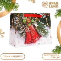Новый год. Пакет подарочный, ламинированный, "Колокольчик",23 х 18 х 10 см.