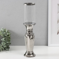 Подсвечник керамика, стекло на 1 свечу "Арте" d=7,5 см серебро 9х9х37,5 см Подсвечник керамика, стекло на 1 свечу "Арте" d=7,5 см серебро 9х9х37,5 см