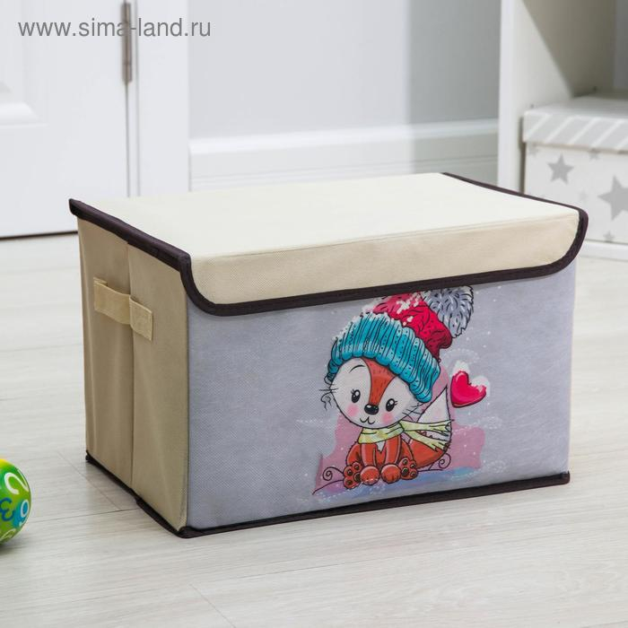 Короб стеллажный для хранения с крышкой &laquo;Лисёнок&raquo;, 39&times;25&times;25 см