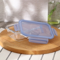 Контейнер из жаропрочного стекла, с крышкой, 600 мл, цвет синий