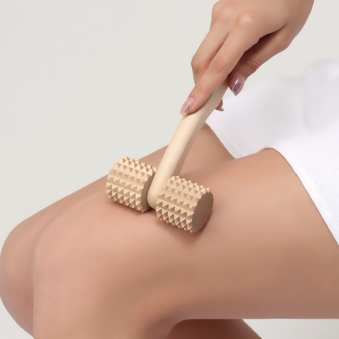 Массажёр &laquo;Каток&raquo;, 20 &times; 9 &times; 4 см, деревянный, зубчатый