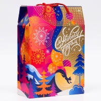 Новый год. Подарочная коробка новогодняя Чудолесье многоуровневое тиснение фольгой 23 х 10 х 33 см. Новый год. Подарочная коробка новогодняя Чудолесье многоуровневое тиснение фольгой 23 х 10 х 33 см.