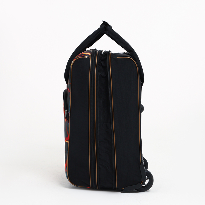 Чемодан малый 37 л (S) с сумкой, отдел на молнии, с расширением, цвет чёрный