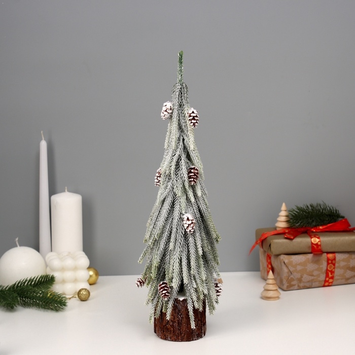 Искусственная ёлка заснеженная настольная «Зимнее волшебство. Длинные ветки» горшочке, 38 см, с шишками, ветки литые отгибаются Искусственная ёлка заснеженная настольная «Зимнее волшебство. Длинные ветки» горшочке, 38 см, с шишками, ветки литые отгибаются