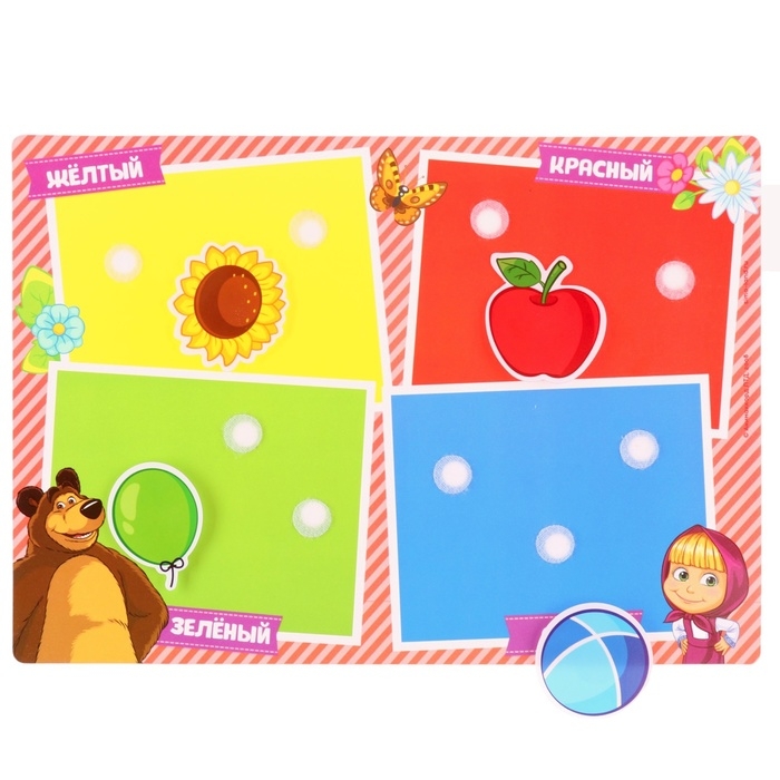 Игра развивающая на липучках "Изучаем цвета", Маша и медведь
