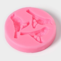 Молд Доляна &laquo;Три птицы&raquo;, силикон, 6,5&times;1,1 см, цвет розовый