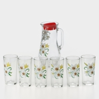 Набор питьевой &laquo;Букеты&raquo;, стеклянный, кувшин 1,7 л + 6 стаканов 230 мл, МИКС