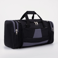 Сумка дорожная на молнии, с увеличением, 3 наружных кармана, длинный ремень, цвет чёрный/серый Сумка дорожная на молнии, с увеличением, 3 наружных кармана, длинный ремень, цвет чёрный/серый