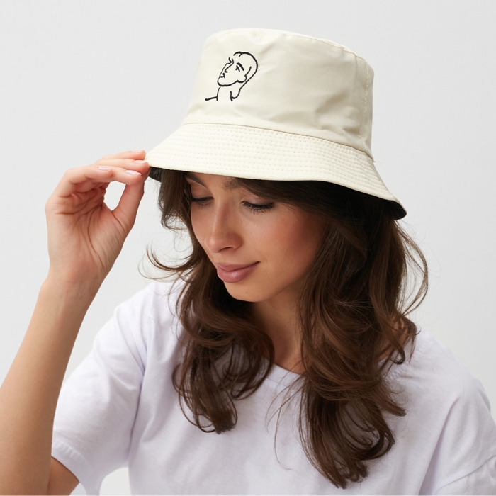 Панама двусторонняя MINAKU «Лицо» цвет бежевый, размер 56-58 Панама двусторонняя MINAKU «Лицо» цвет бежевый, размер 56-58