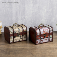 Шкатулка дерево сундучок "Путешествие по Европе" 15х20х15 см