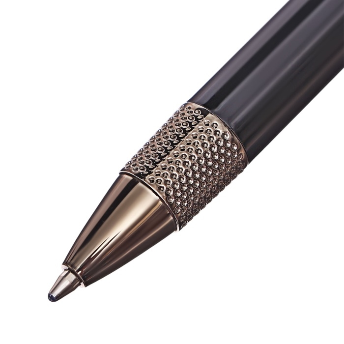 Ручка подарочная шариковая в кожзам футляре поворотная Стиль корпус черный/бронза Ручка подарочная шариковая в кожзам футляре поворотная Стиль корпус черный/бронза