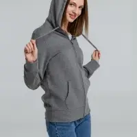 Толстовка на молнии с капюшоном унисекс King, темно-серый меланж, размер S