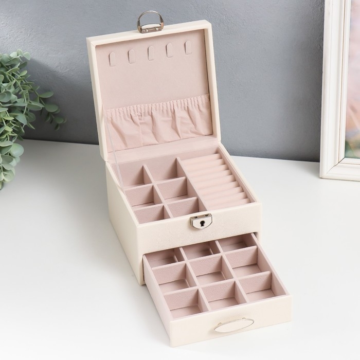 Шкатулка кожзам для украшений Шкатулка кожзам для украшений "Белые облака" 16х16х11,8 см