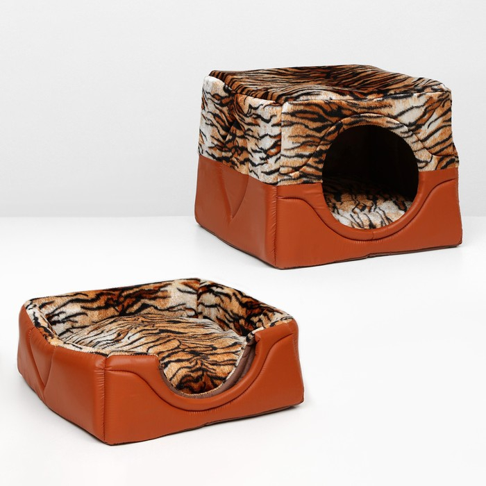 Дом-трансформер квадратный 43 х 43 х 34 см, расцветка тигр Дом-трансформер квадратный 43 х 43 х 34 см, расцветка тигр