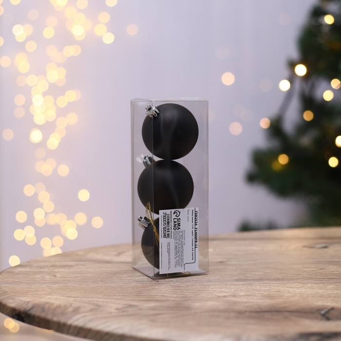 Шары ёлочные новогодние &laquo;С НГ, короч&raquo;, на Новый год, пластик, d=6, 3 шт., цвет чёрный