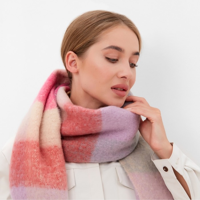 Шарф зимний объемный с кистями MINAKU клетка 210*38+18 см Шарф зимний объемный с кистями MINAKU клетка 210*38+18 см