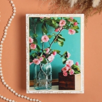 Шкатулка &laquo;Ветка розы&raquo;, белая, 16 &times; 22 см, лаковая миниатюра