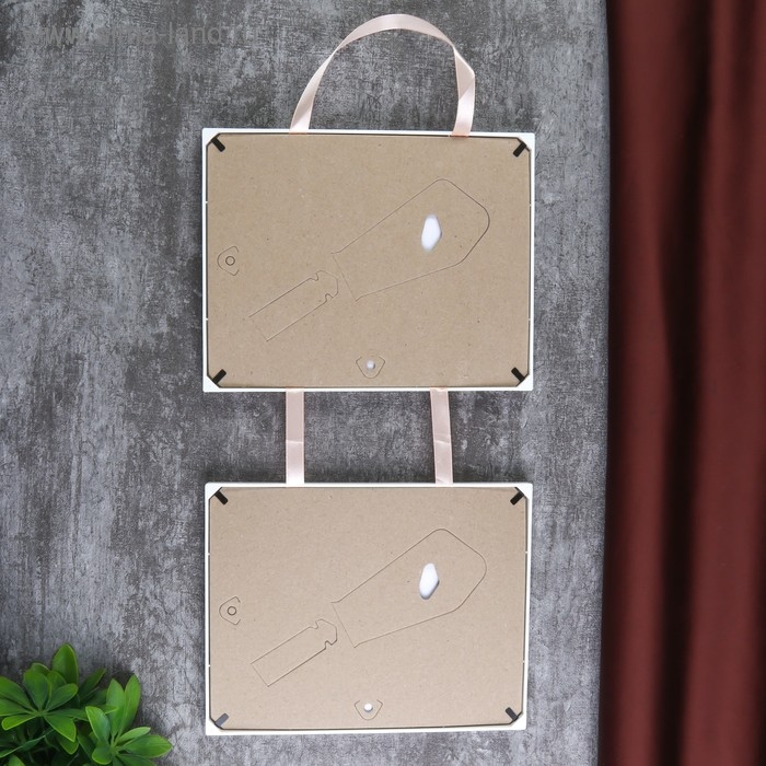 Фоторамка двойная на тесьме L-2 15х21 см белый (пластиковый экран)