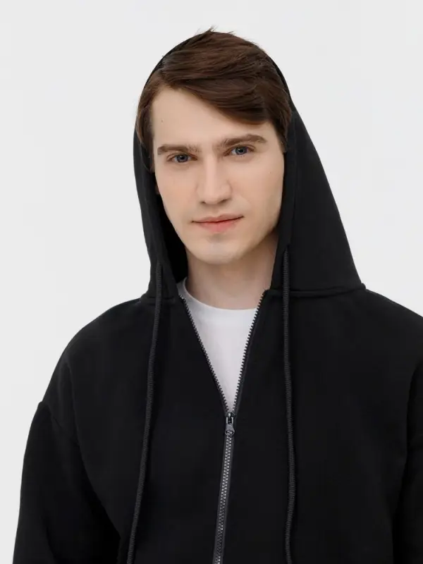 Толстовка унисекс оверсайз на молнии Zippy Terry, черная, размер M/L