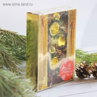 Свеча новогодняя с подсвечником "Золотые шары и шишки" (набор 4 шт) 3,5х15х11 см