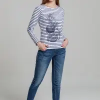 Футболка женская Grand Granat, белая с синим, размер XS